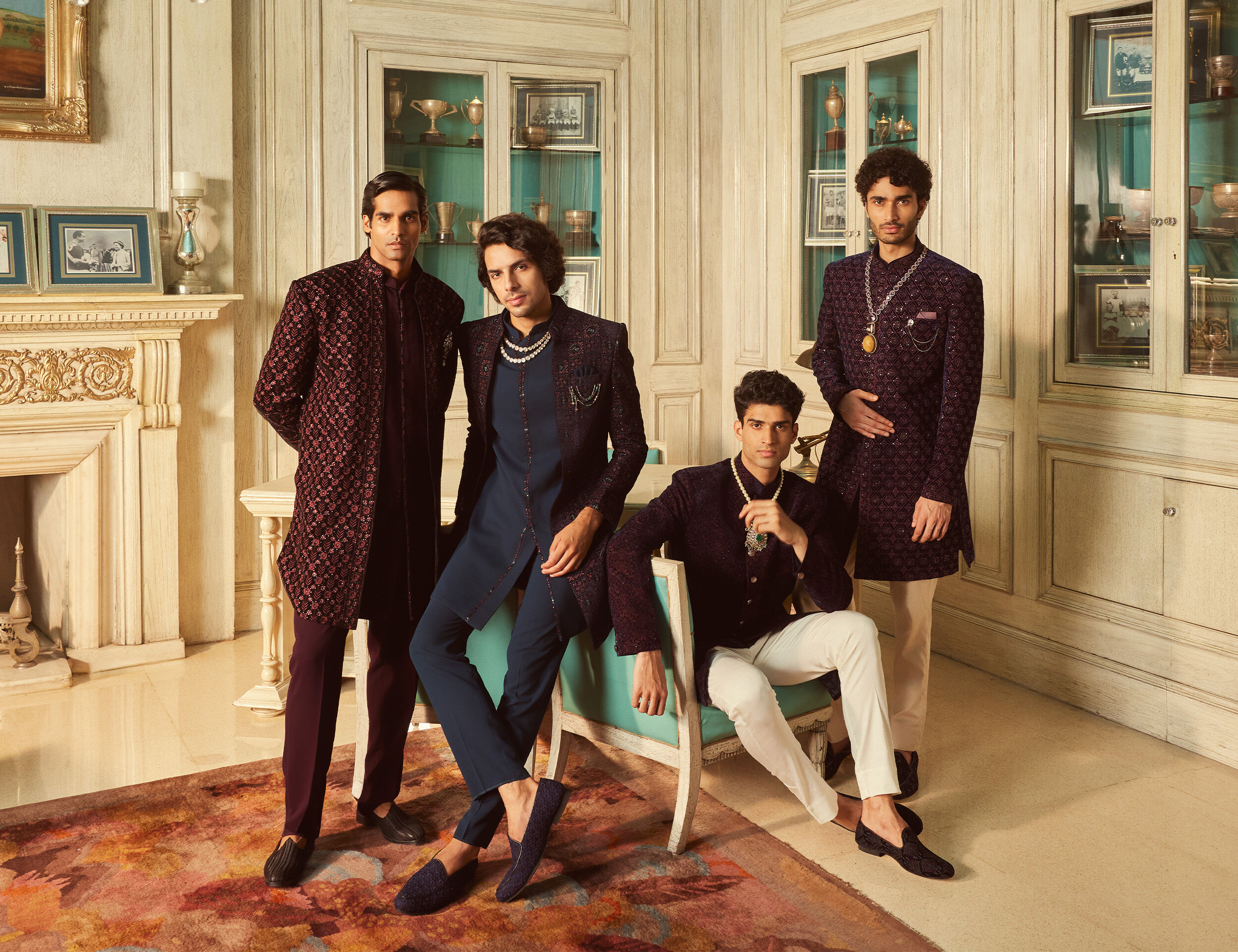 Groom in indo western royal sherwani for wedding